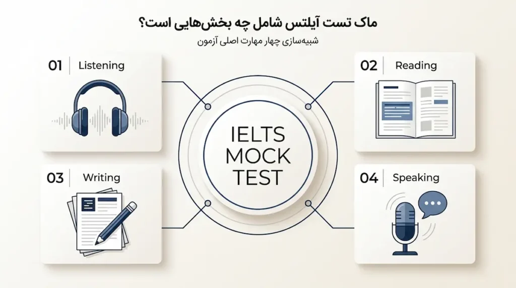 ماک تست آیلتس شامل چه بخش هایی است؟