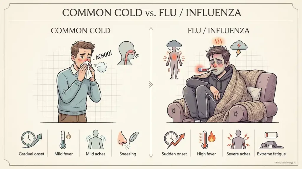 تفاوت Cold و Flu در زبان انگلیسی